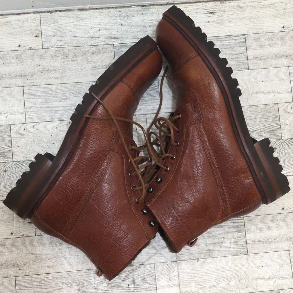 Johnston & Murphy Brown Leather Shearling Lined Lace-Up Ankle Boots US 9.5 M